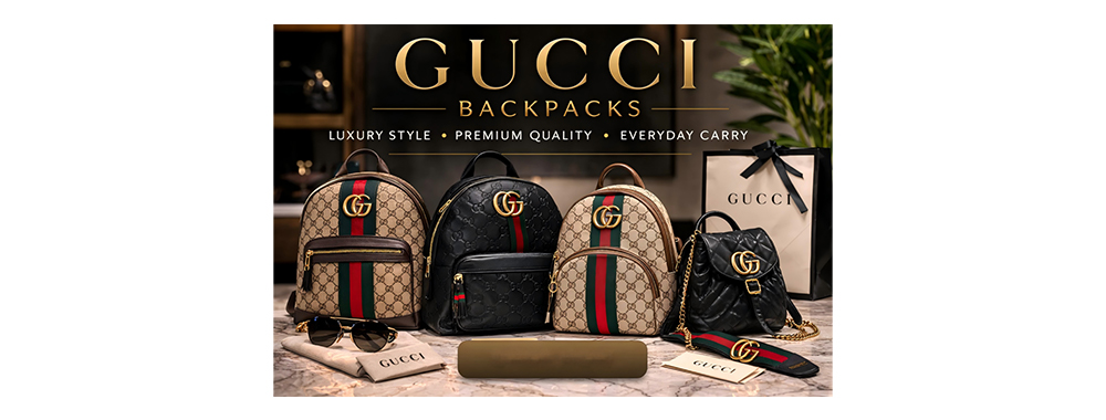 GUCCI Different Material Backpack Display GUCCI Different Material Backpack Display