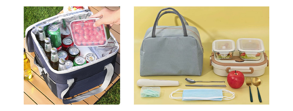 Capacities for cooler bag and lunch bag Capacities for cooler bag and lunch bag