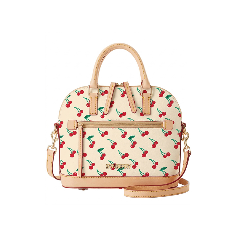 Bolsa transversal personalizada com estampa de cerejas