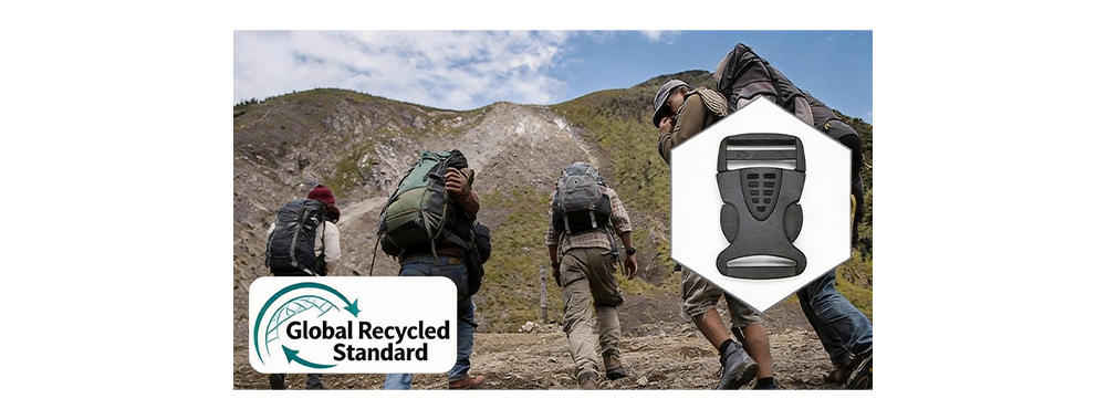 The picture shows the use of recycled plastic buckles
